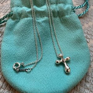 Tiffany & Co. Elsa Peretti 16” Silver Cross Necklace